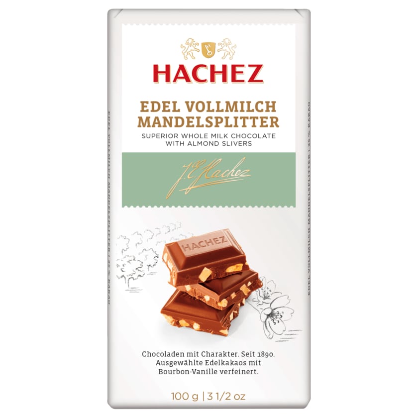 Hachez Schokolade Edel-Vollmilch-Mandelsplitter 100g